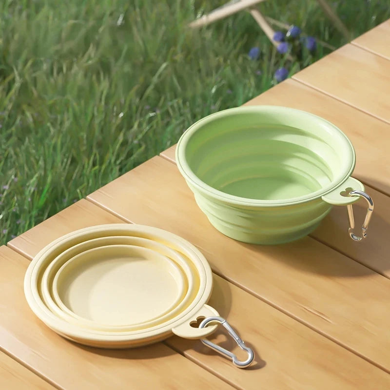 350ml & 1000ml Foldable Silicone Pet Bowl, Portable Outdoor Water & Food Bowl for Dogs Cats, Lightweight Travel Feeding Container