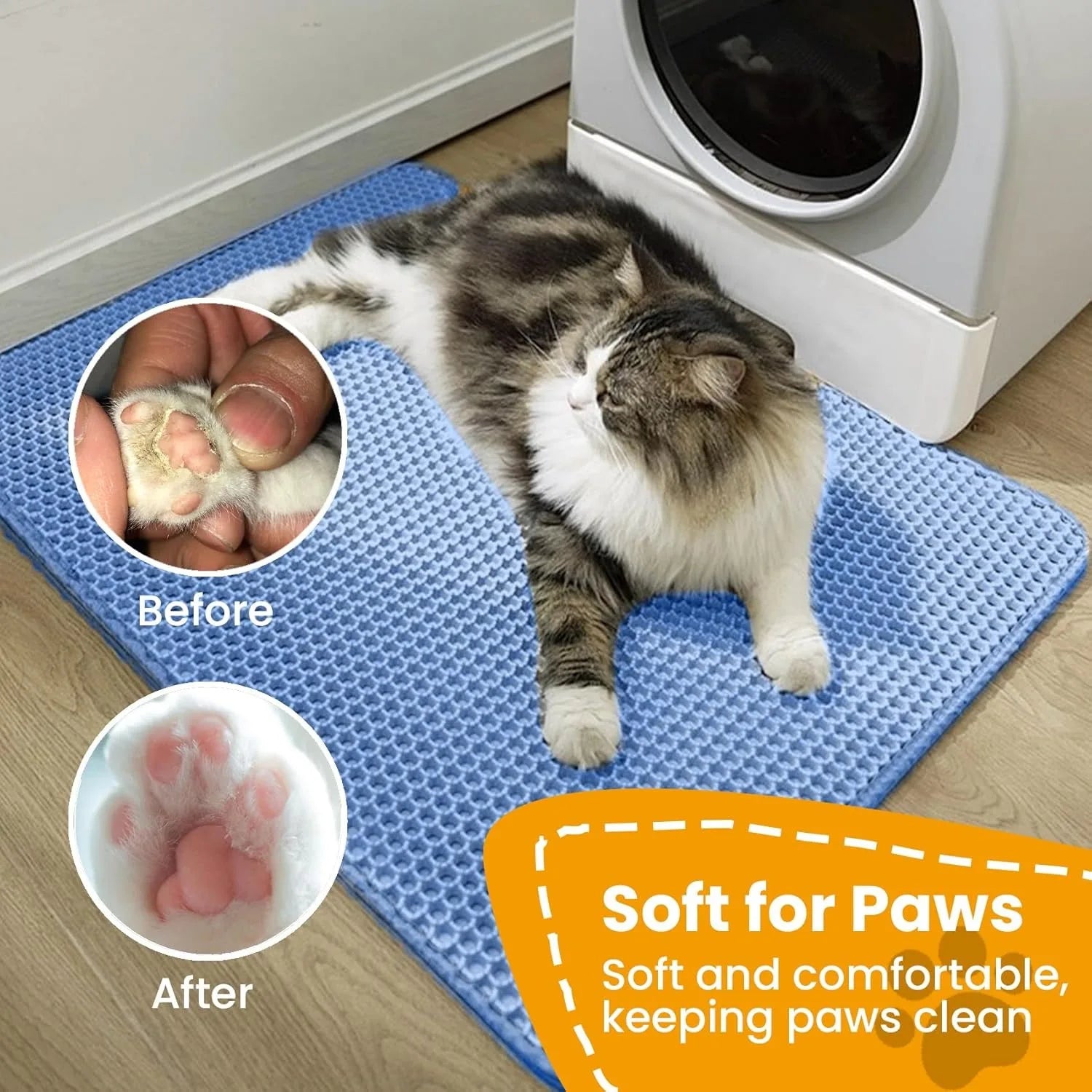Waterproof Double-Layer Cat Litter Mat - Traps Litter & Easy Clean