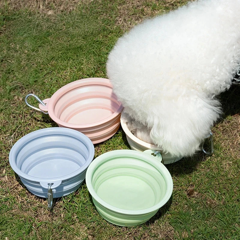 350ml & 1000ml Foldable Silicone Pet Bowl, Portable Outdoor Water & Food Bowl for Dogs Cats, Lightweight Travel Feeding Container