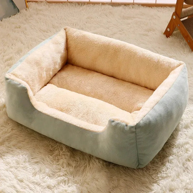 Soft Plush Pet Bed - Cozy Rectangular Dog & Cat Bed, Warm Cushion Bed for Small Medium Dogs & Cats, Anti-Slip Bottom, Machine Washable