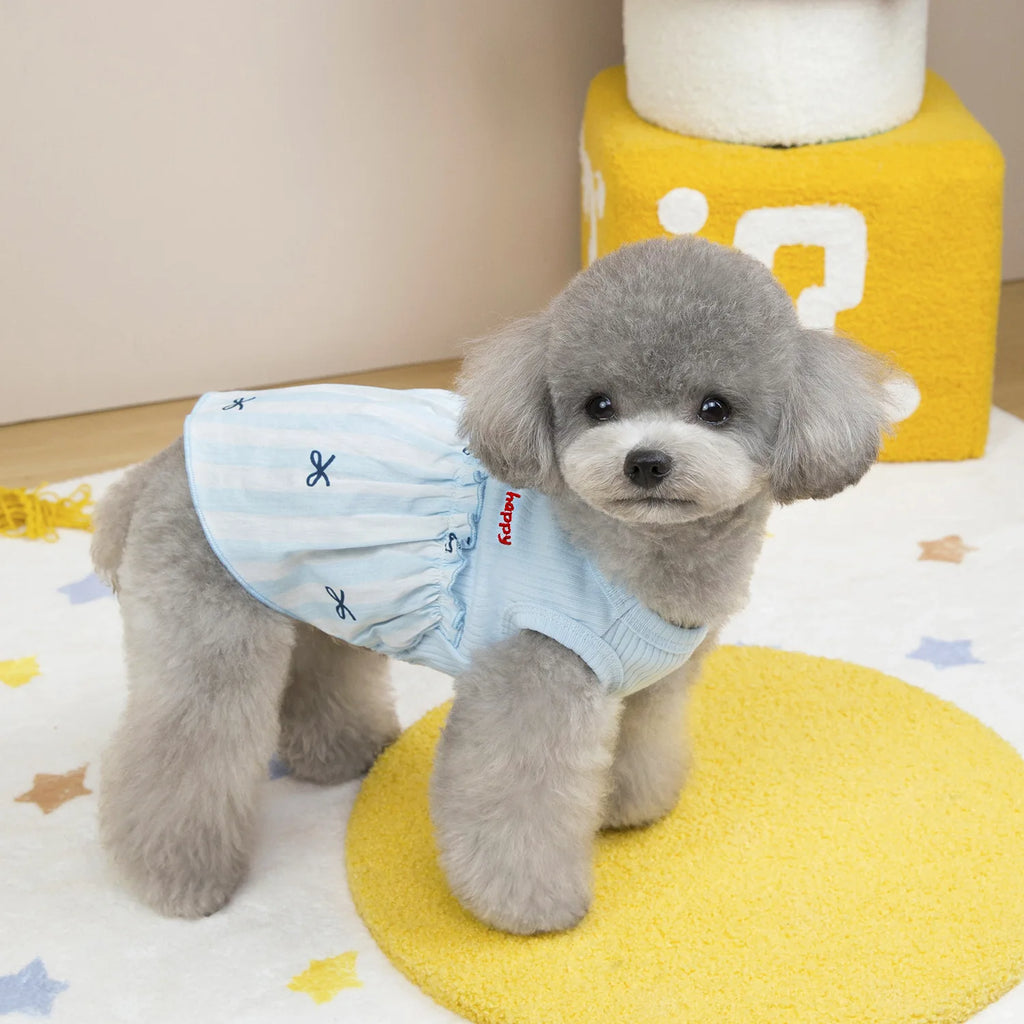 Pet Plaid Bow Dress Spring Summer Pet Clothing Cat Clothing Small Dog Patchwork Vest Dog Dresses for Small Dogs Puppy Clothes