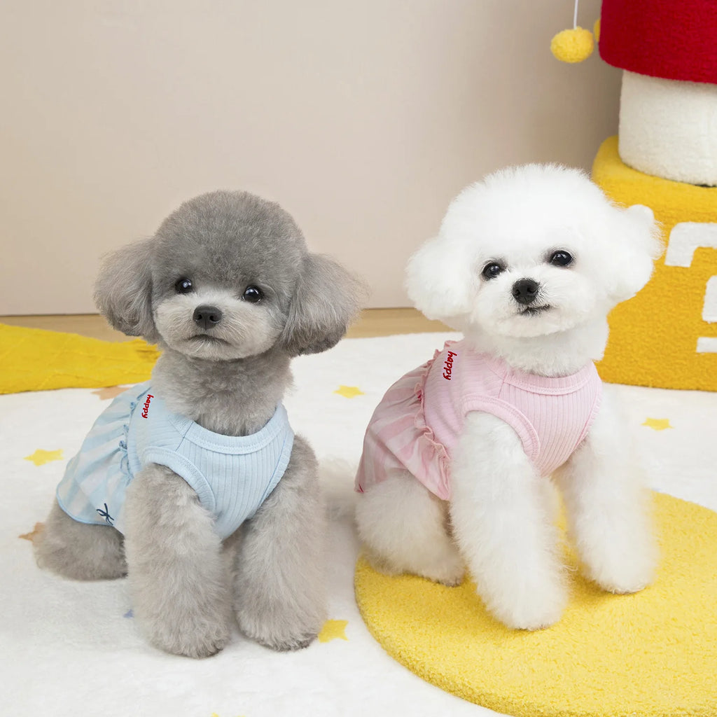 Pet Plaid Bow Dress Spring Summer Pet Clothing Cat Clothing Small Dog Patchwork Vest Dog Dresses for Small Dogs Puppy Clothes