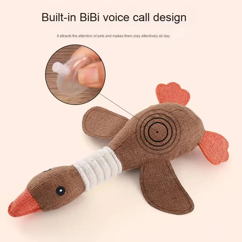 Durable Plush Duck Squeaky Dog Toy - Interactive Squeaker Chew Toy for Small & Medium Dogs, Teething Toy