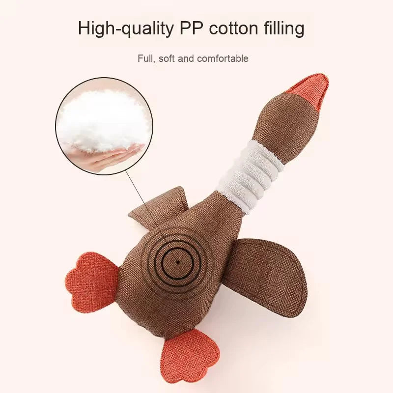 Durable Plush Duck Squeaky Dog Toy - Interactive Squeaker Chew Toy for Small & Medium Dogs, Teething Toy