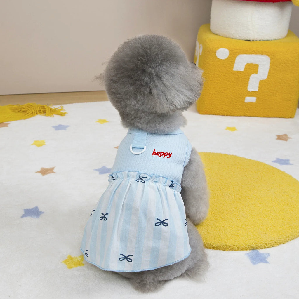 Pet Plaid Bow Dress Spring Summer Pet Clothing Cat Clothing Small Dog Patchwork Vest Dog Dresses for Small Dogs Puppy Clothes