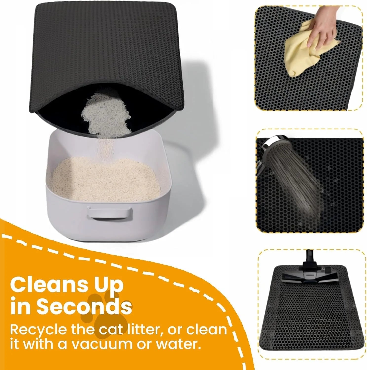 Waterproof Double-Layer Cat Litter Mat - Traps Litter & Easy Clean