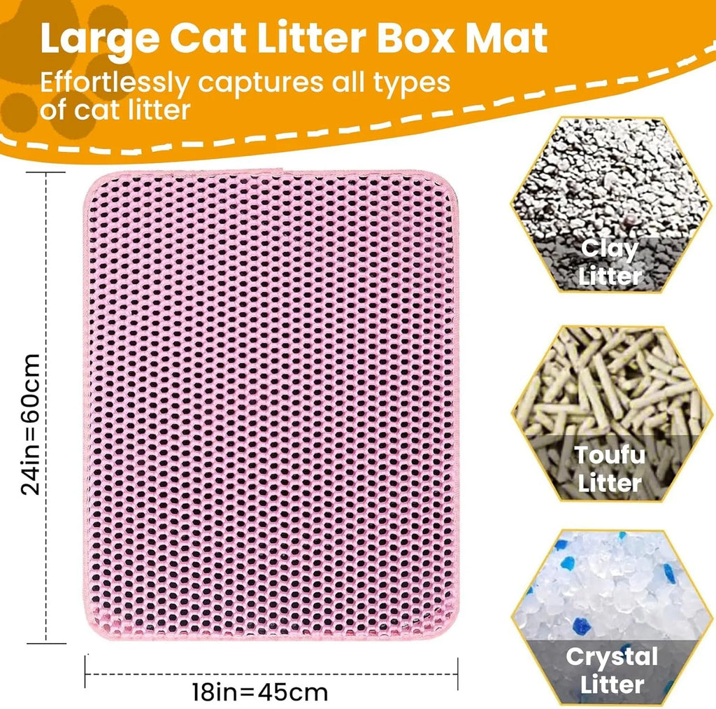 Waterproof Double-Layer Cat Litter Mat - Traps Litter & Easy Clean