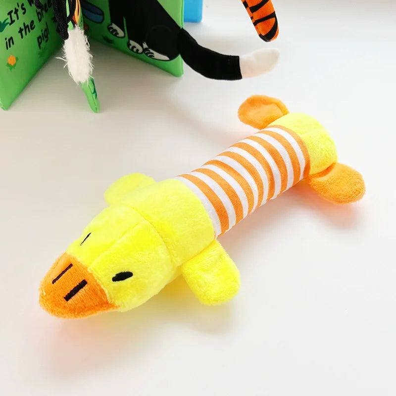 Durable Plush Duck Squeaky Dog Toy - Interactive Squeaker Chew Toy for Small & Medium Dogs, Teething Toy