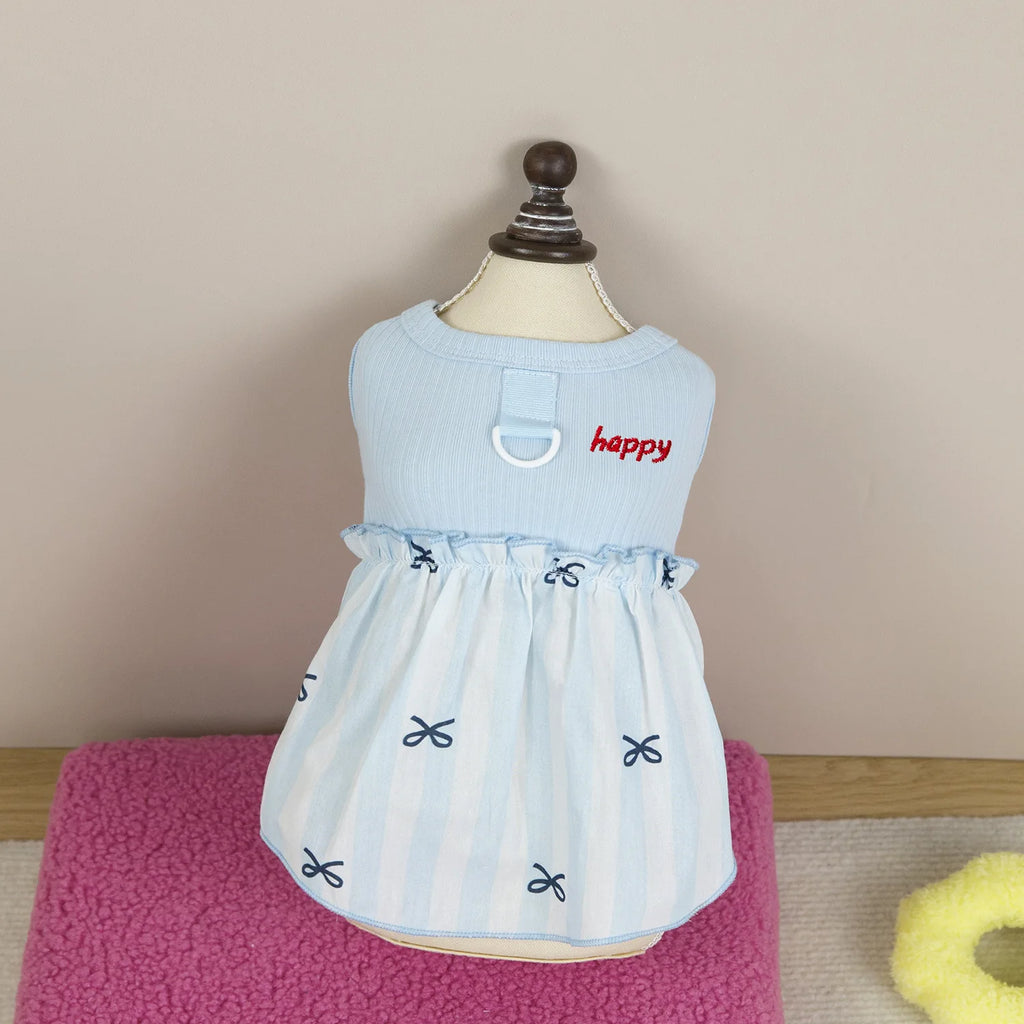 Pet Plaid Bow Dress Spring Summer Pet Clothing Cat Clothing Small Dog Patchwork Vest Dog Dresses for Small Dogs Puppy Clothes