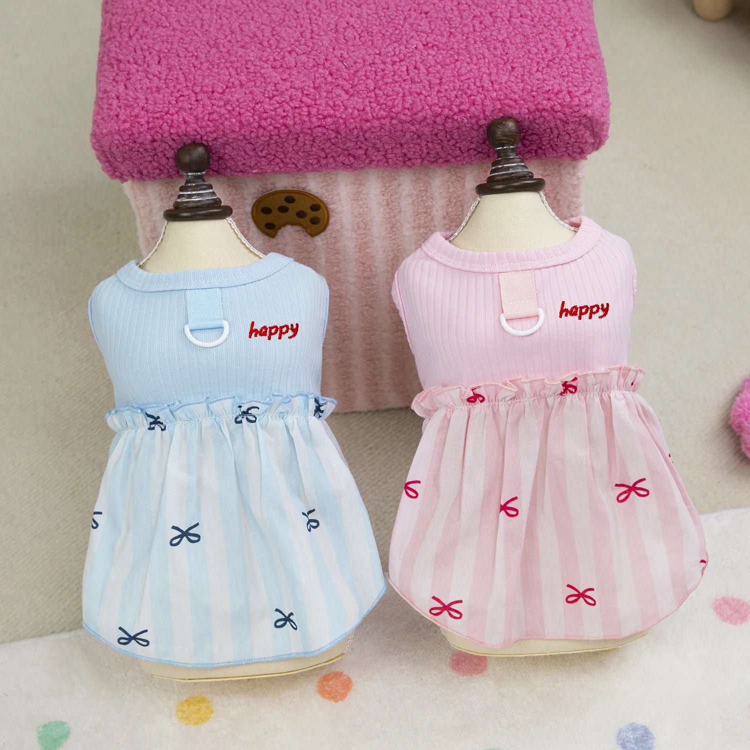 Pet Plaid Bow Dress Spring Summer Pet Clothing Cat Clothing Small Dog Patchwork Vest Dog Dresses for Small Dogs Puppy Clothes