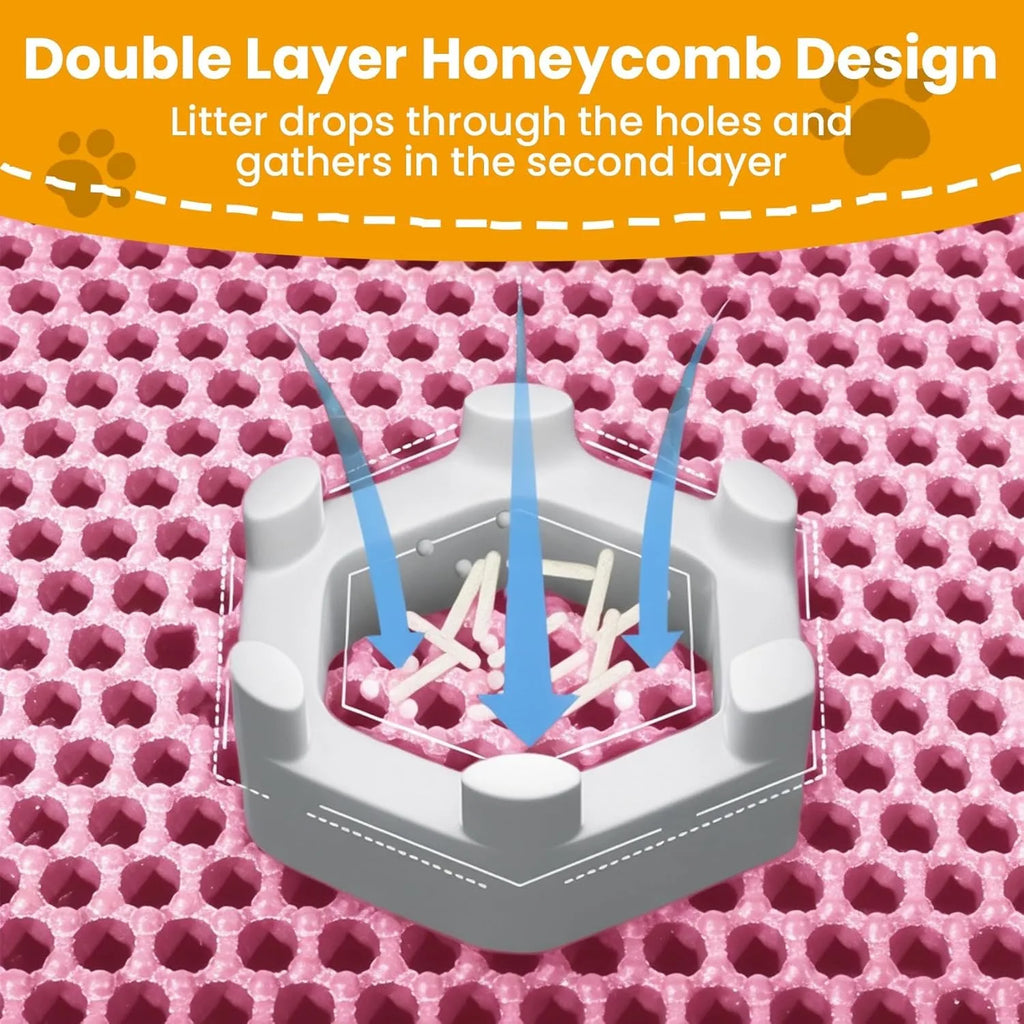 Waterproof Double-Layer Cat Litter Mat - Traps Litter & Easy Clean