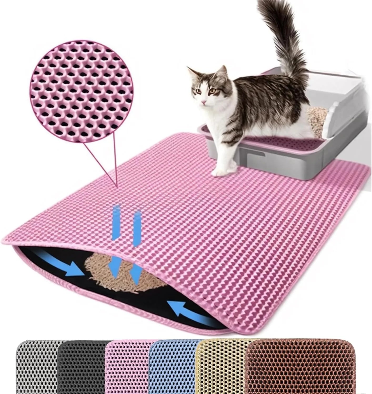 Waterproof Double-Layer Cat Litter Mat - Traps Litter & Easy Clean