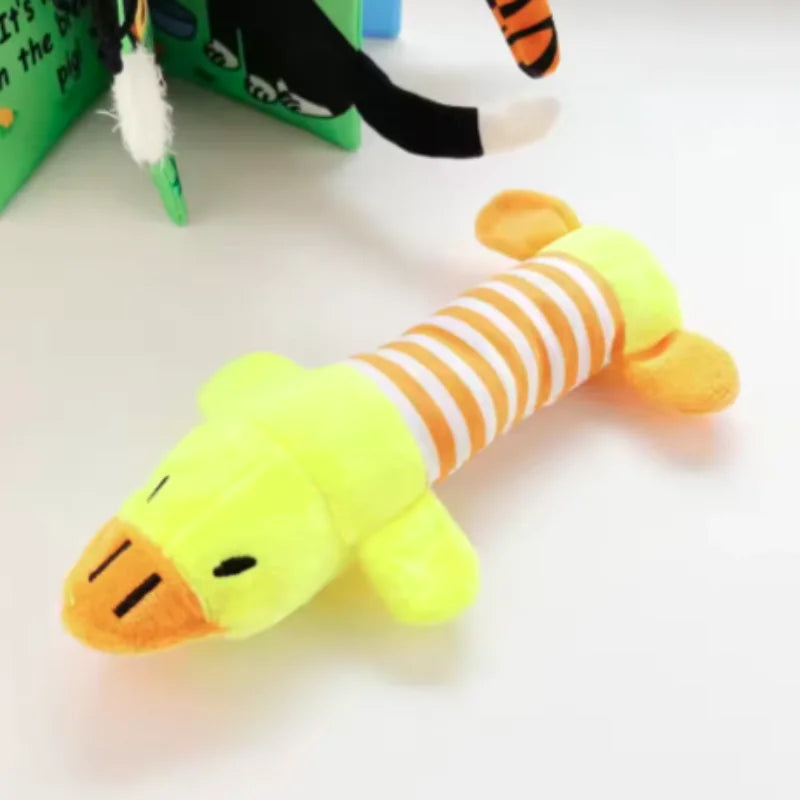 Soft Plush Squeaky Duck Dog Toy - Durable Teething & Chewing Toy for Small Dogs, Puppies & Cats