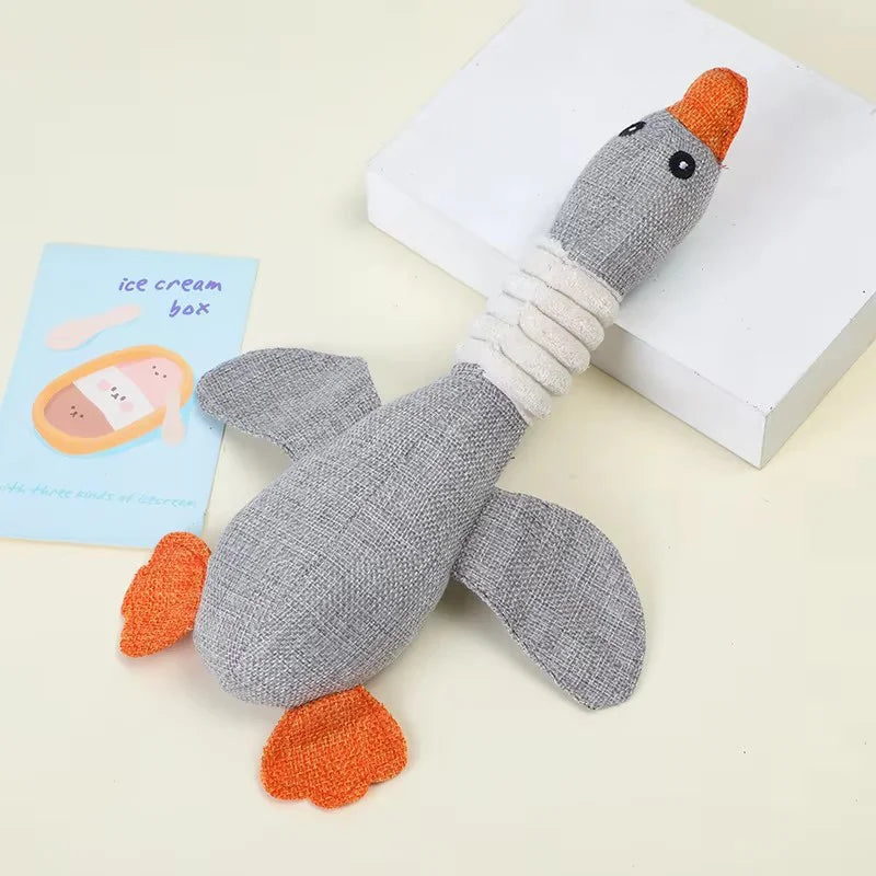 Durable Plush Duck Squeaky Dog Toy - Interactive Squeaker Chew Toy for Small & Medium Dogs, Teething Toy
