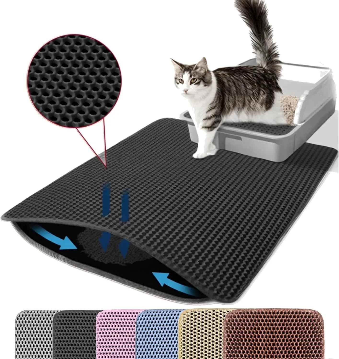 Waterproof Double-Layer Cat Litter Mat - Traps Litter & Easy Clean