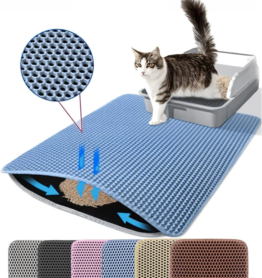 Waterproof Double-Layer Cat Litter Mat - Traps Litter & Easy Clean