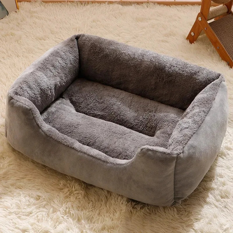 Soft Plush Pet Bed - Cozy Rectangular Dog & Cat Bed, Warm Cushion Bed for Small Medium Dogs & Cats, Anti-Slip Bottom, Machine Washable