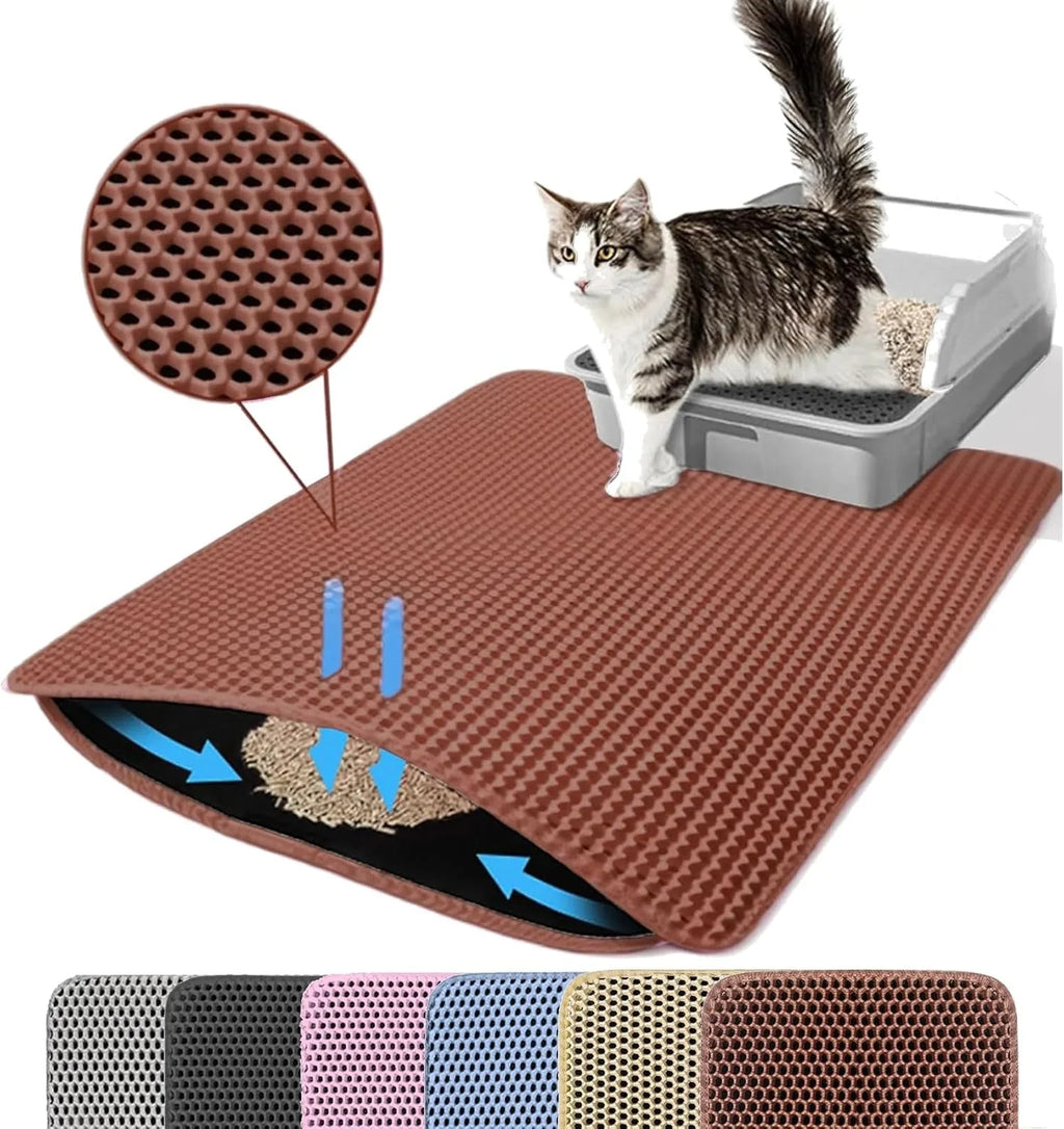 Waterproof Double-Layer Cat Litter Mat - Traps Litter & Easy Clean