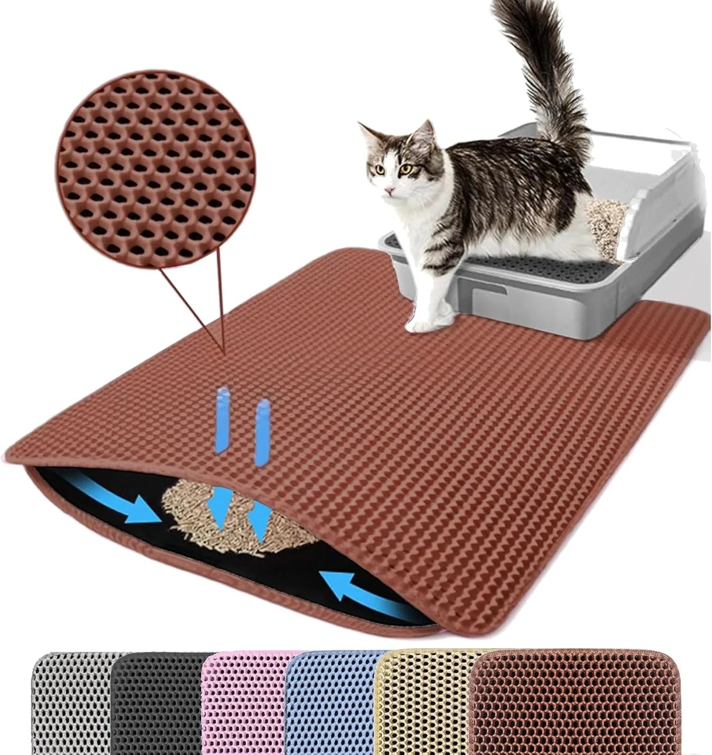 Waterproof Double-Layer Cat Litter Mat - Traps Litter & Easy Clean