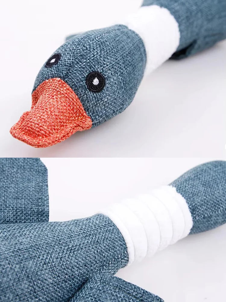Durable Plush Duck Squeaky Dog Toy - Interactive Squeaker Chew Toy for Small & Medium Dogs, Teething Toy