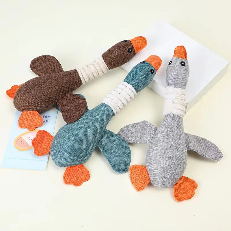 Durable Plush Duck Squeaky Dog Toy - Interactive Squeaker Chew Toy for Small & Medium Dogs, Teething Toy