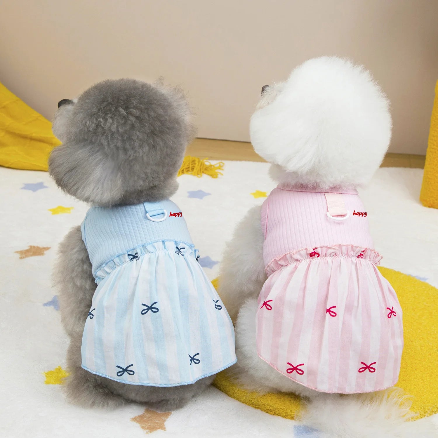 Pet Plaid Bow Dress Spring Summer Pet Clothing Cat Clothing Small Dog Patchwork Vest Dog Dresses for Small Dogs Puppy Clothes