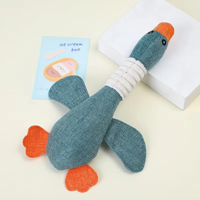 Durable Plush Duck Squeaky Dog Toy - Interactive Squeaker Chew Toy for Small & Medium Dogs, Teething Toy