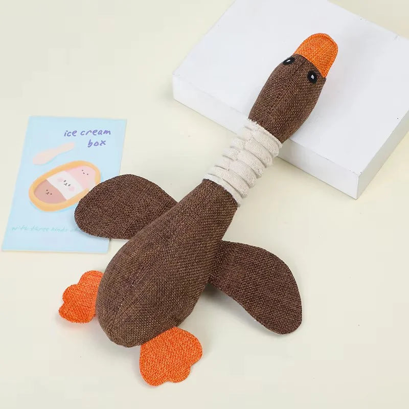 Durable Plush Duck Squeaky Dog Toy - Interactive Squeaker Chew Toy for Small & Medium Dogs, Teething Toy
