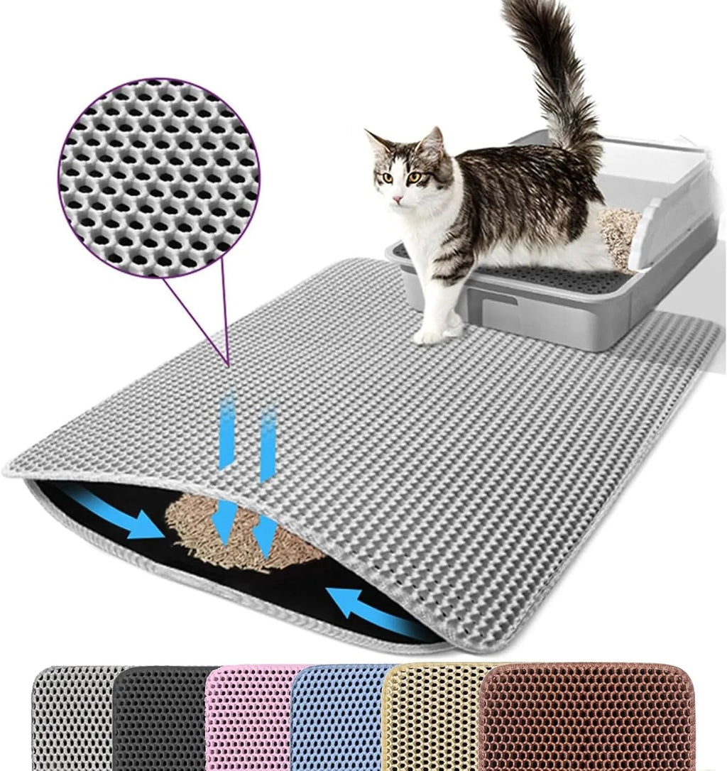 Waterproof Double-Layer Cat Litter Mat - Traps Litter & Easy Clean