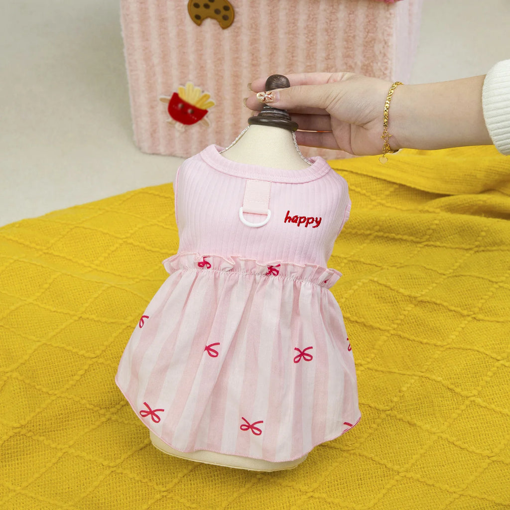 Pet Plaid Bow Dress Spring Summer Pet Clothing Cat Clothing Small Dog Patchwork Vest Dog Dresses for Small Dogs Puppy Clothes
